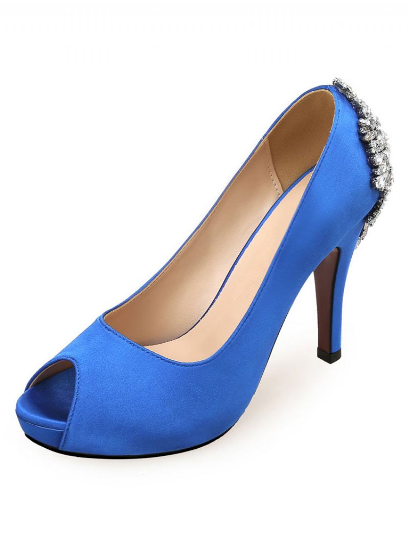 Sapatos Noiva Peep Toe Femininos - Azul