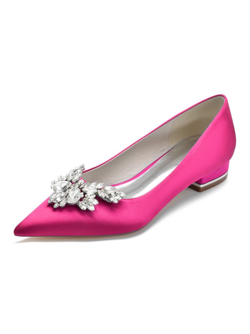 Sapatos Noiva Planos Com Strass Femininos - Rosa