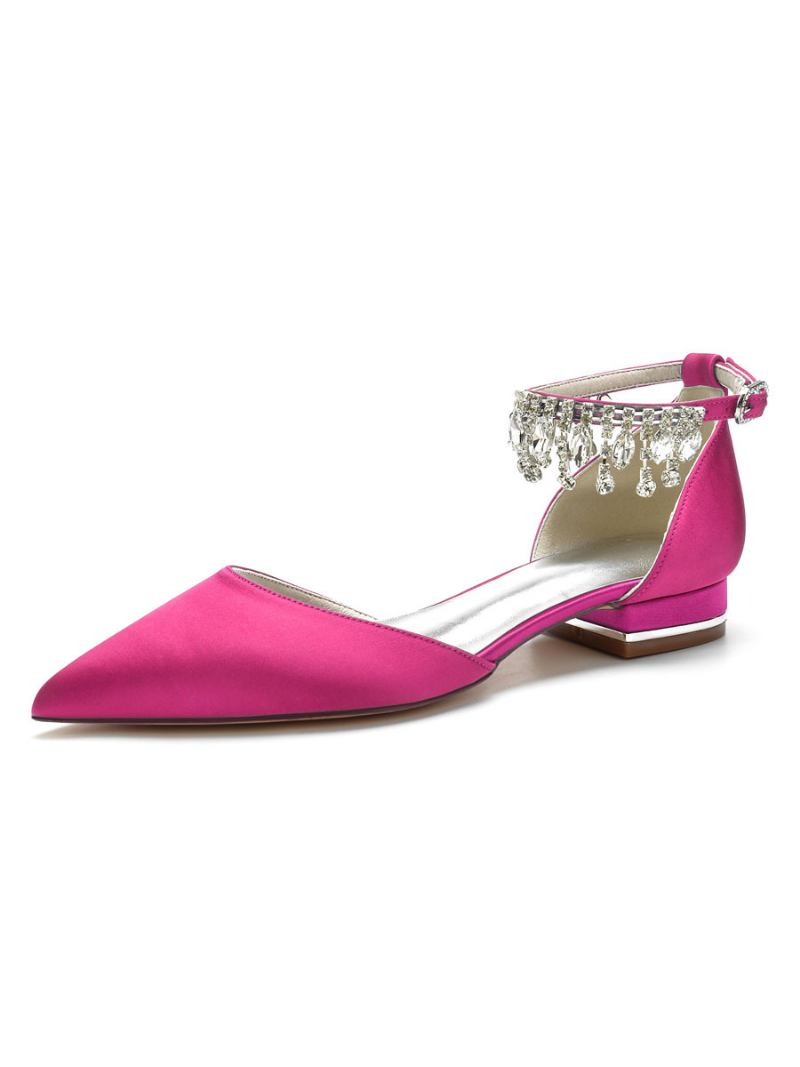 Sapatos Noiva Planos Com Strass Femininos - Rosa