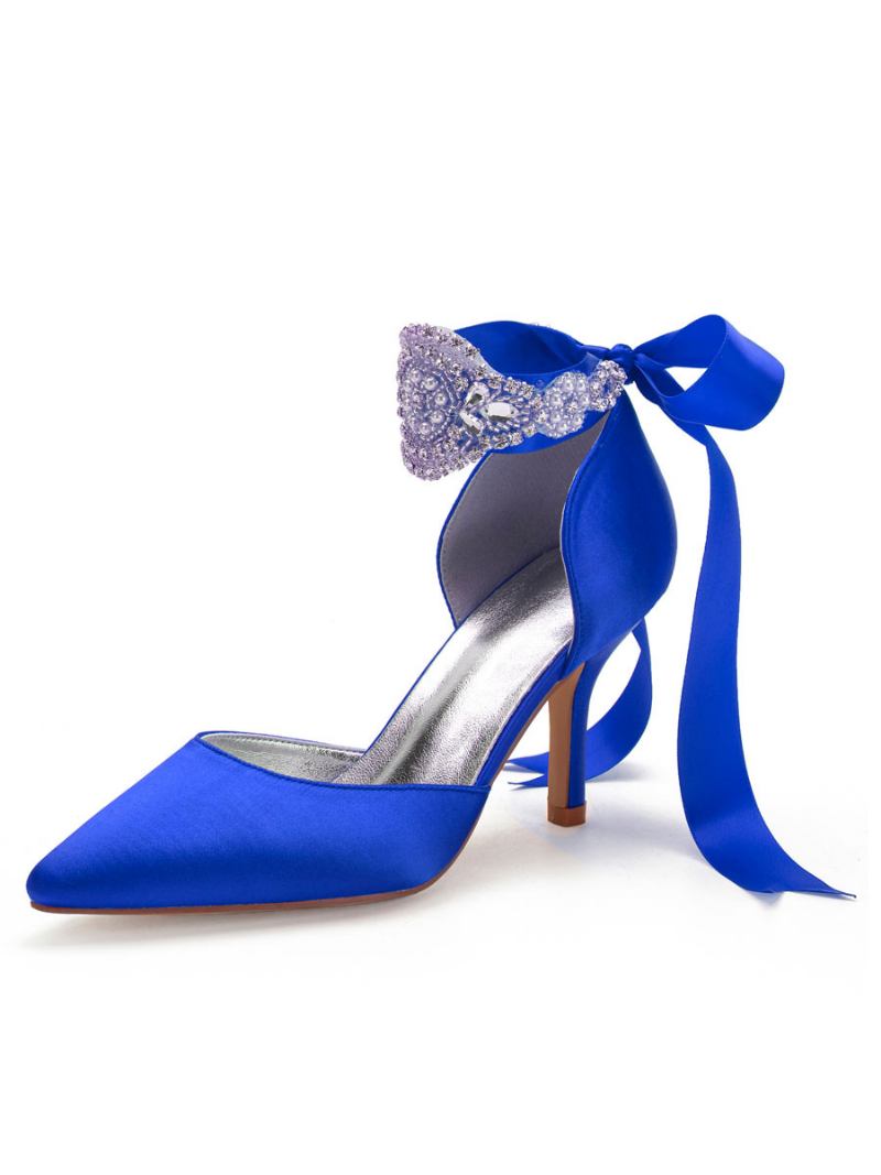 Strass Femininos Amarram Saltos Noiva Confortáveis - Azul