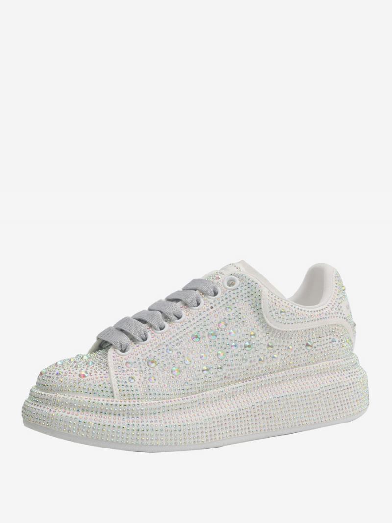 Tênis Feminino Com Strass Branco E Sapatos Casamento Cadarço