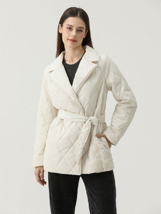 Casacos Puffer Femininos Brancos À Prova Vento Com Cinto Inverno Quente Outerwear