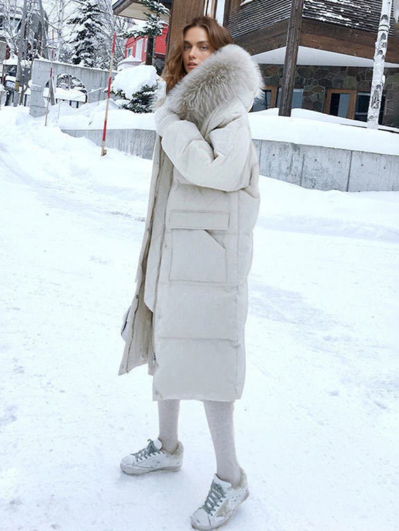 Casacos Puffer Para Mulheres Ecru Branco Engrossar Inverno