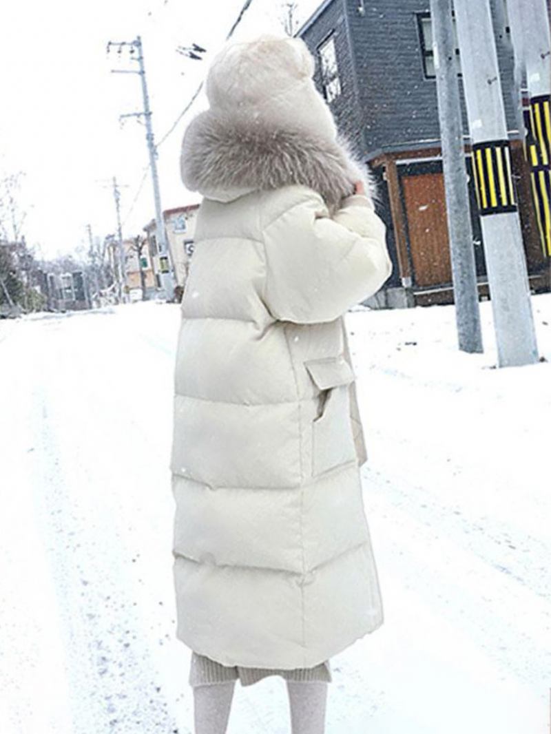 Casacos Puffer Para Mulheres Ecru Branco Engrossar Inverno - Bege