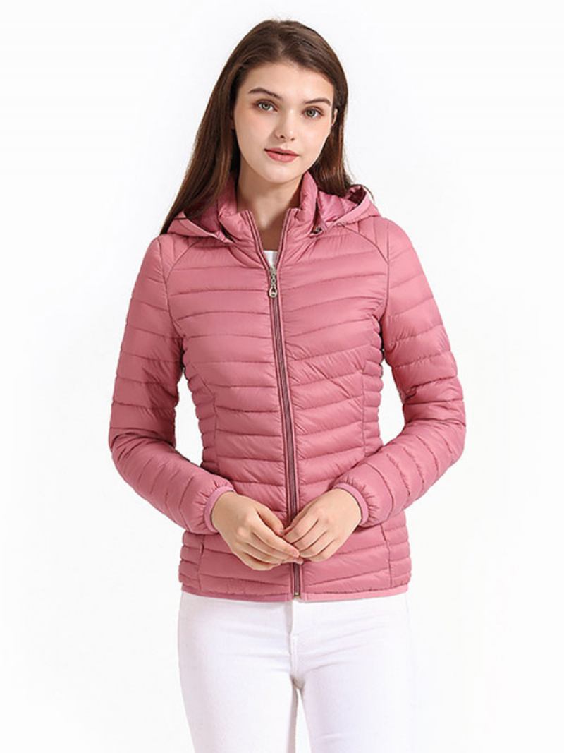 Puffer Coats Rosa Algodão Com Capuz Inverno Casacos Quentes Para Mulheres