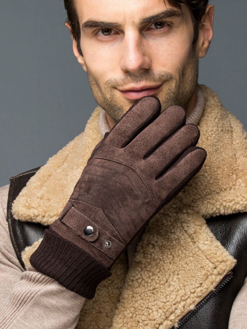 Luvas Curtas Aquecidas Inverno Masculino - Castanho Profundo