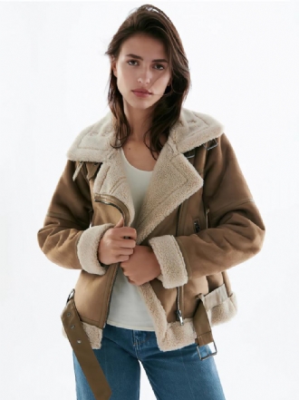 Casaco Camurça Falso Shearling Inverno Agasalhos Para Mulheres