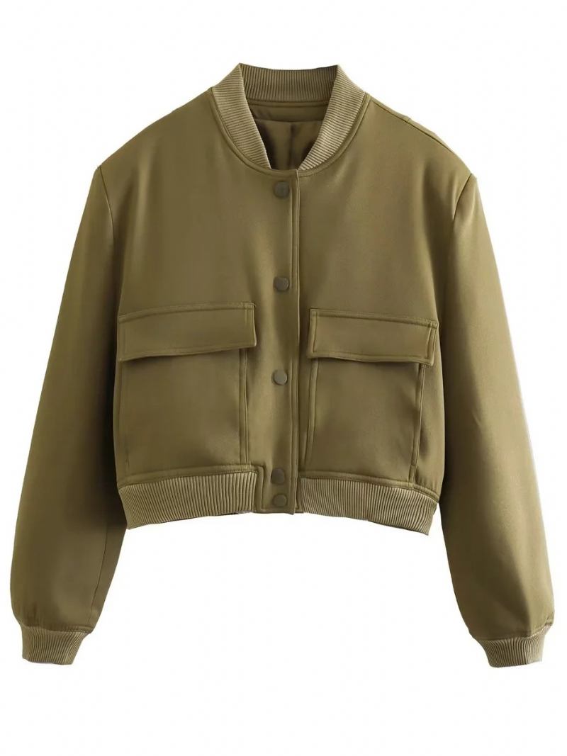 Jaqueta Bomber Casual Street Wear Universitária Para Mulheres - Verde Hunter