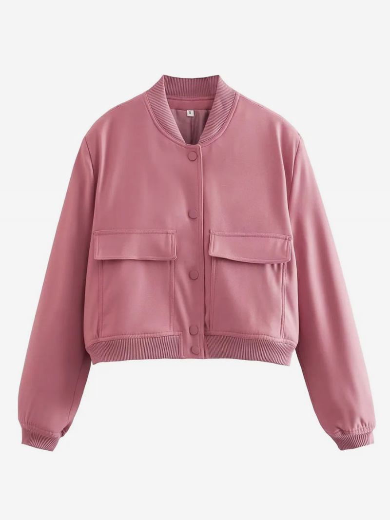 Jaqueta Bomber Casual Street Wear Universitária Para Mulheres - Rosa