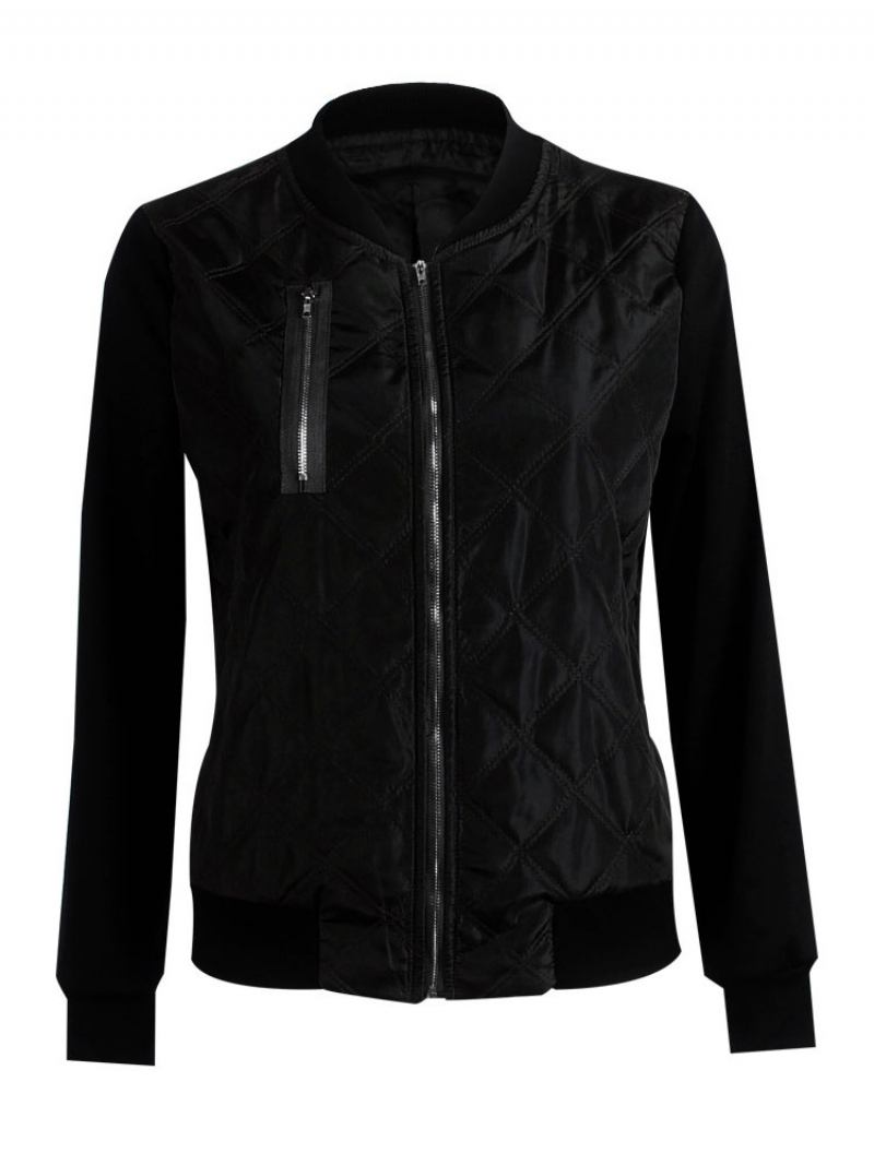 Jaqueta Bomber Feminina Com Gola Acolchoada - Preto