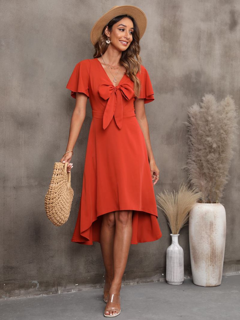 Vestido Feminino Verão Com Zíper Vermelho Tijolo Praia Médio - Tijolo Vermelho