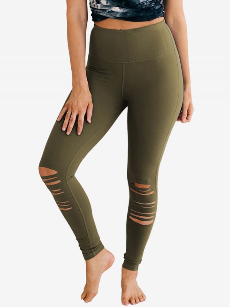 Calça Skinny Feminina Recorte Cintura Alta Casual Em Cor Sólida - Verde