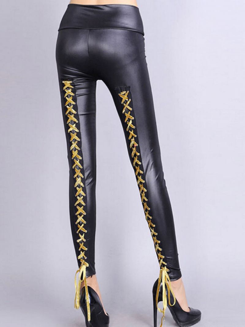 Leggings Femininas Com Cordões - Amarelo