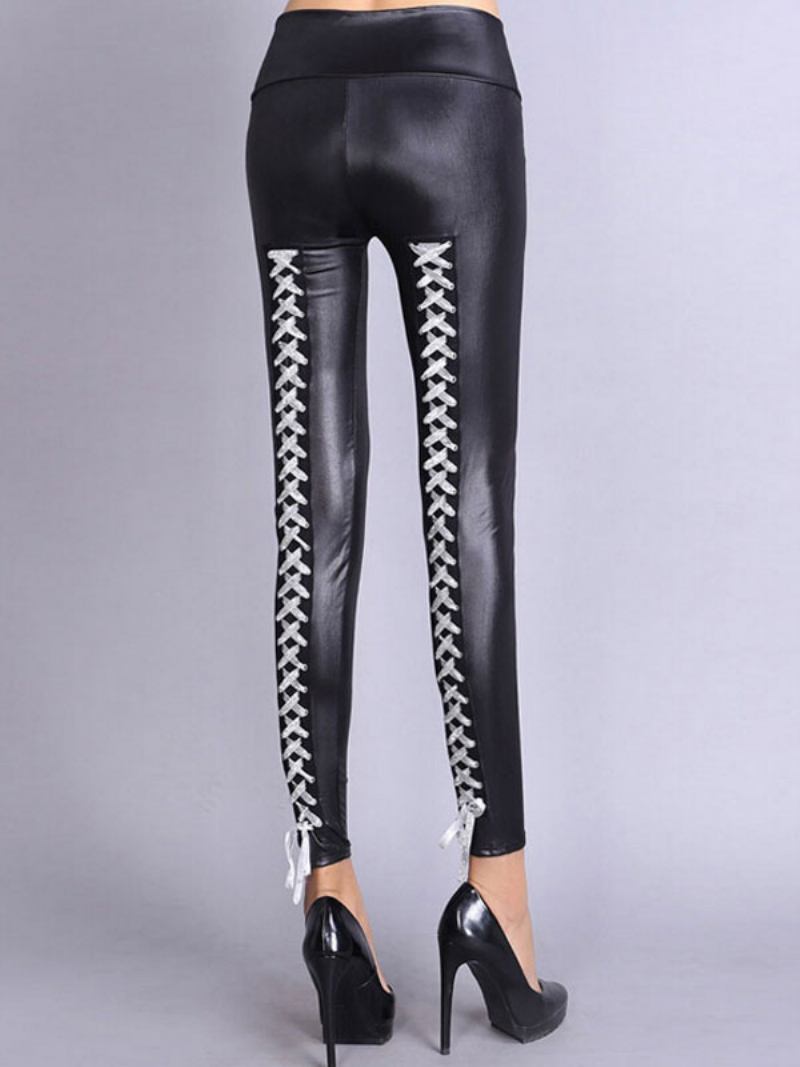 Leggings Femininas Com Cordões - Prata