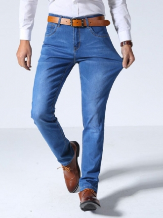 Calça Jeans Masculina Chique Desgastada Com Design Antigo Skinny Azul Celeste