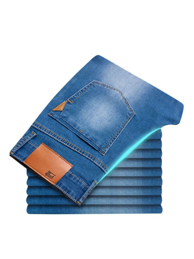 Calça Jeans Masculina Chique Desgastada Com Design Antigo Skinny Azul Celeste - Azul Céu Claro 