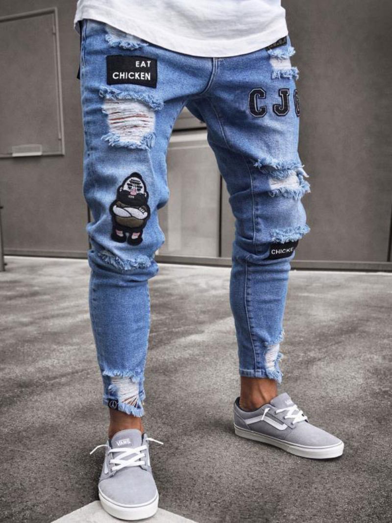 Calça Jeans Masculina Moda Chique Angustiado Design Antigo Skinny Branco Preto