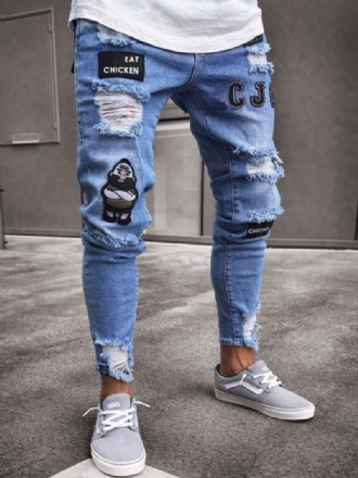 Calça Jeans Masculina Moda Chique Angustiado Design Antigo Skinny Branco Preto