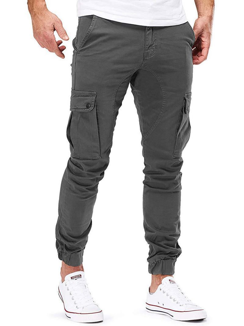 Calça Masculina Casual Afunilada Moletom Hunter Green - Cinza Profundo