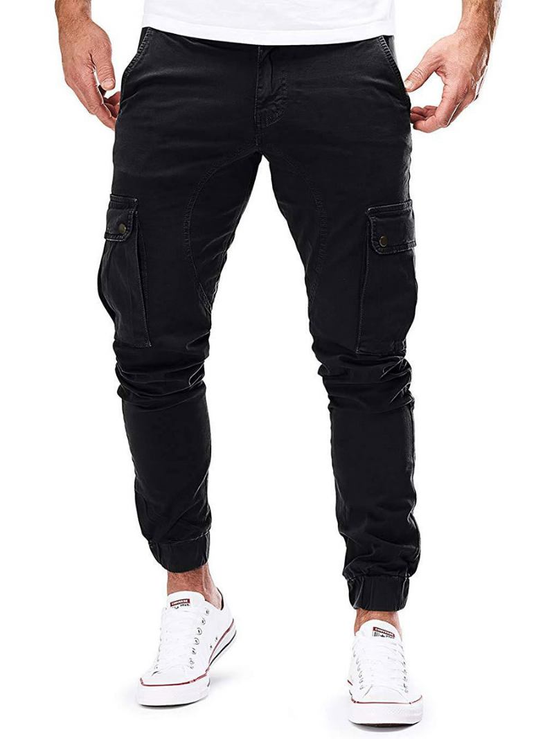 Calça Masculina Casual Afunilada Moletom Hunter Green - Preto