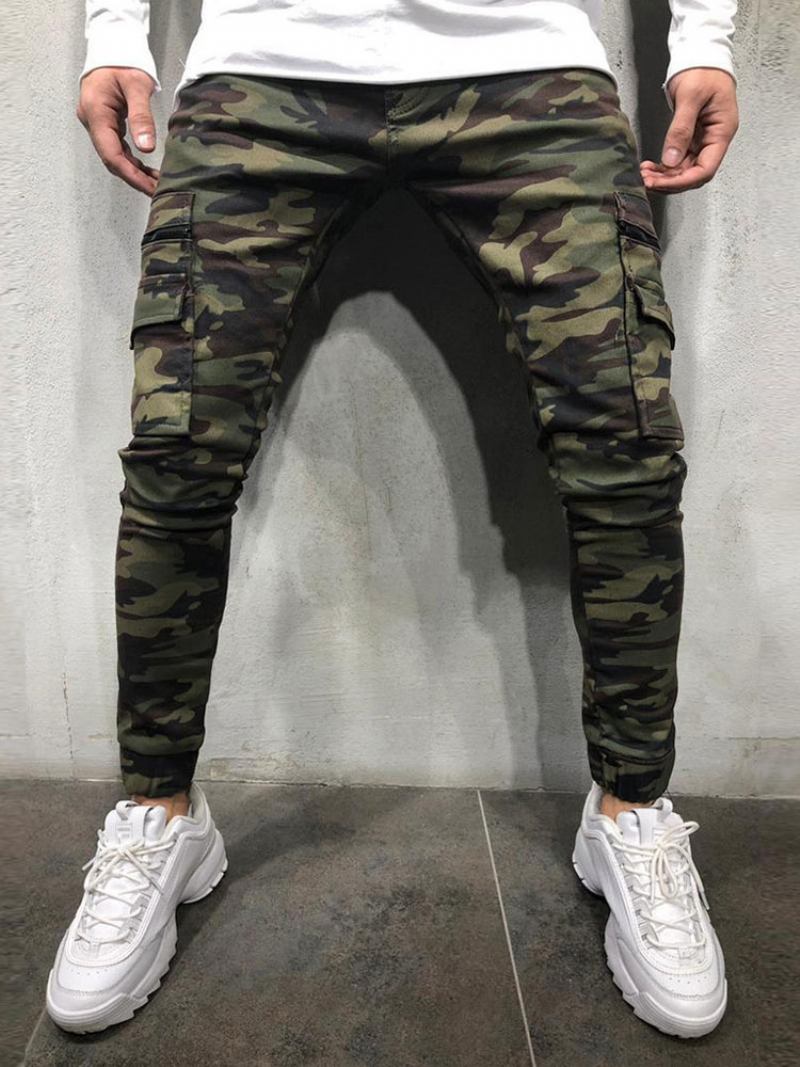 Calça Masculina Casual Camuflada Skinny Hunter Verde