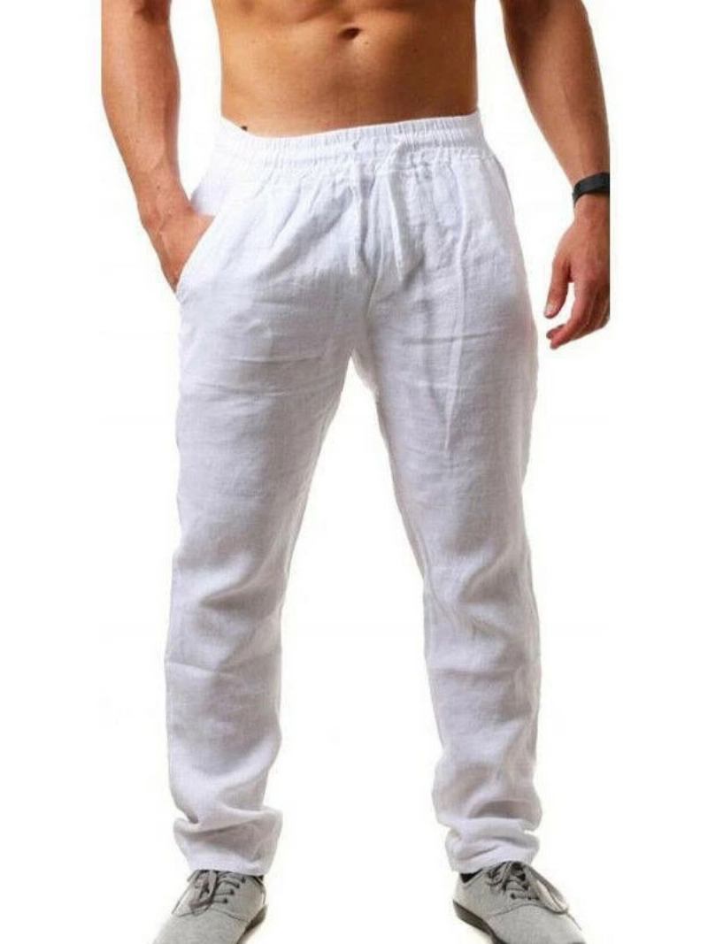 Calça Masculina Casual Solta Preta - Branco