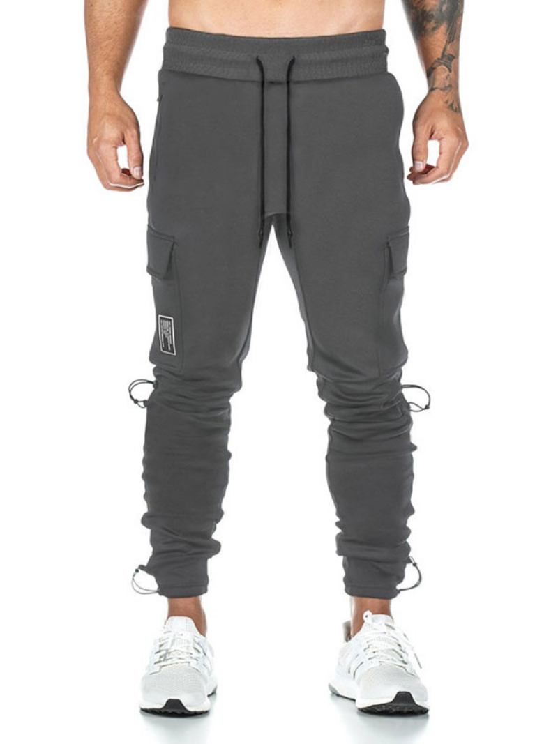 Calças Masculinas Chic Tapered Fit Sweatpants Pretas - Cinza