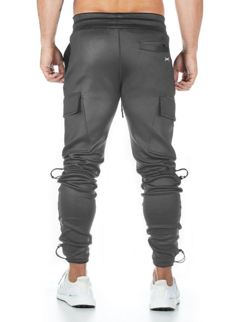 Calças Masculinas Chic Tapered Fit Sweatpants Pretas - Cinza