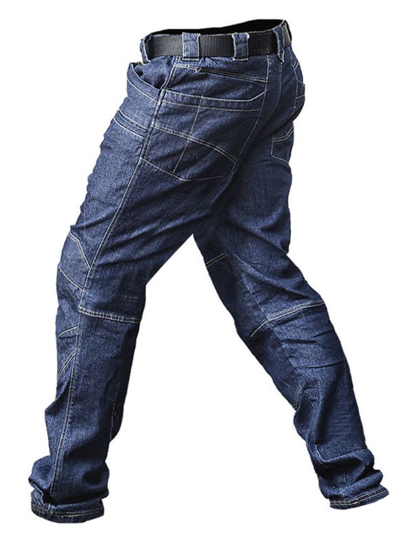 Jeans Masculinos Para Homens Casual Zíper Reto Azul Profundo - Azul Profundo