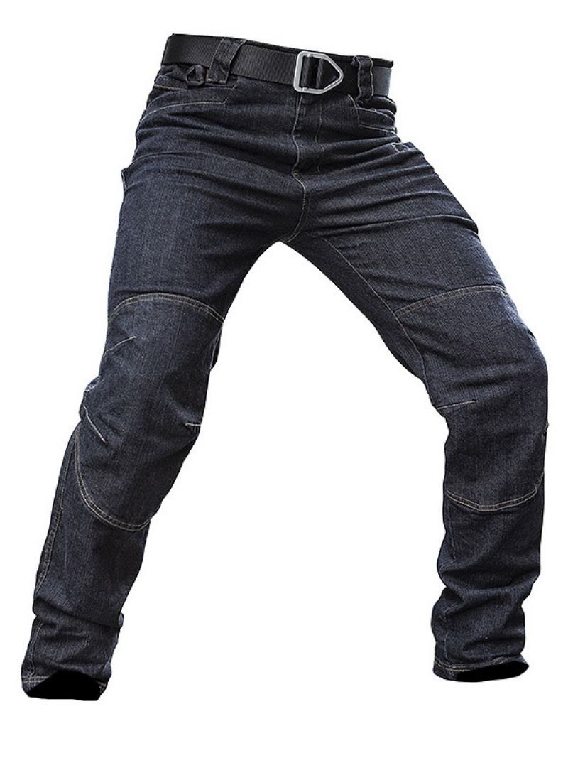 Jeans Masculinos Para Homens Casual Zíper Reto Azul Profundo - Preto