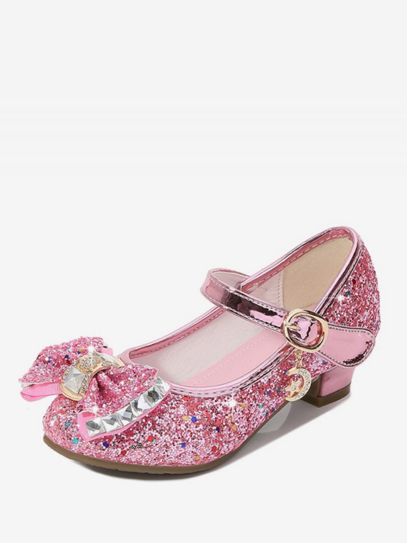 Florista Sapatos Vermelhos Lantejoulas Pano Strass Festa Para Crianças - Rosa