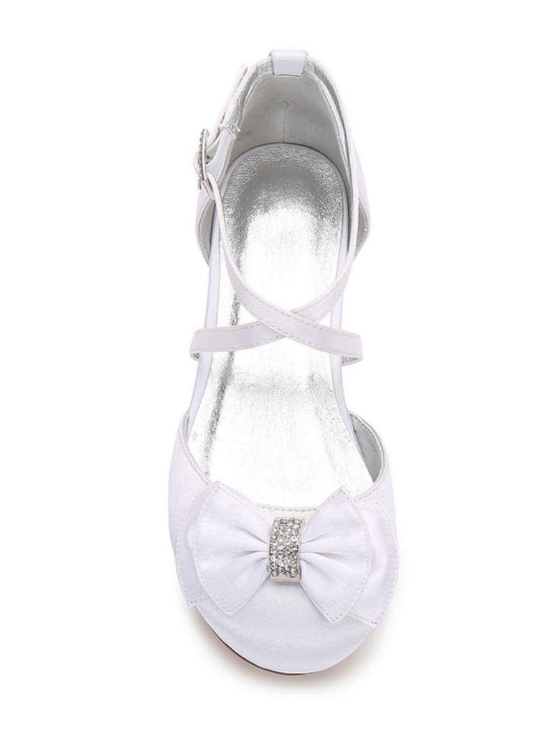 Sapatos Casamento Femininos Com Alça Cruzada E Salto Baixo - Branco