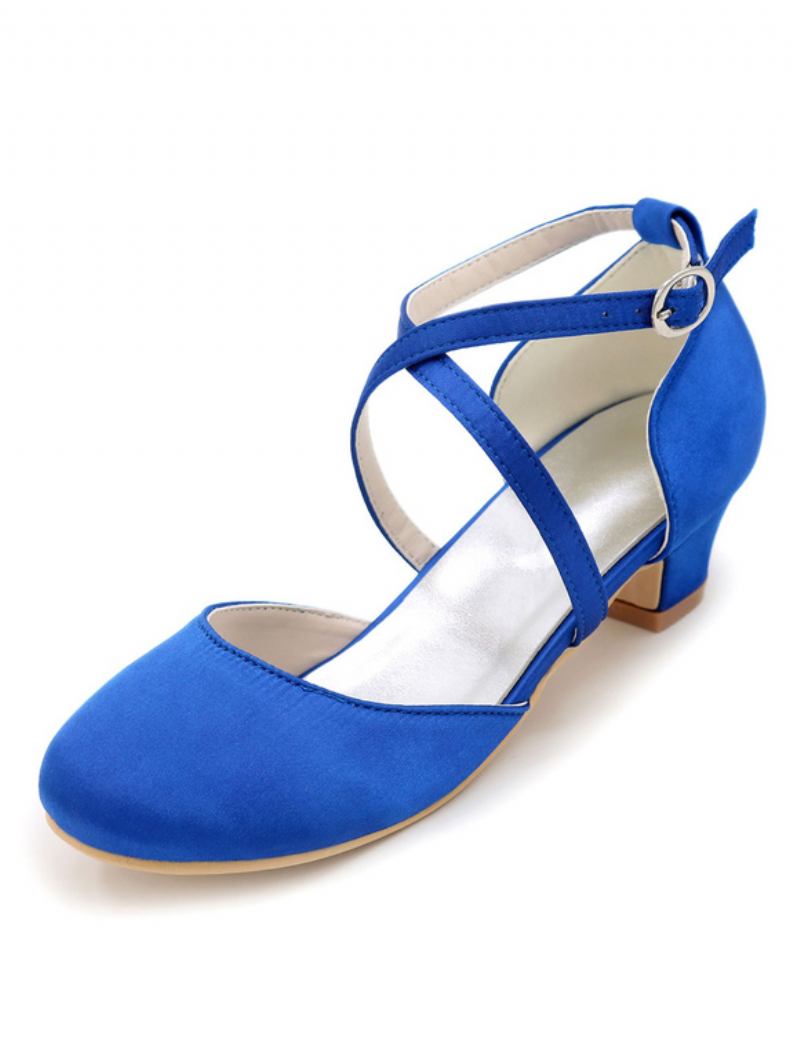 Sapatos Femininos Vintage Cruzados Com Bombas Noiva - Azul