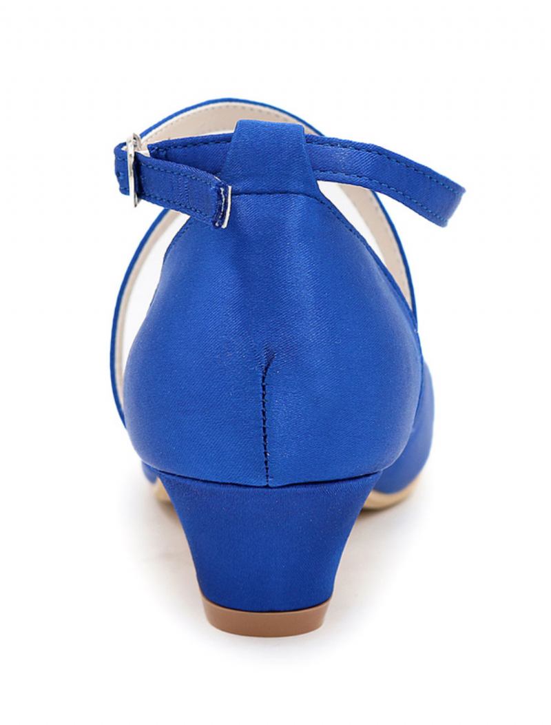 Sapatos Femininos Vintage Cruzados Com Bombas Noiva - Azul