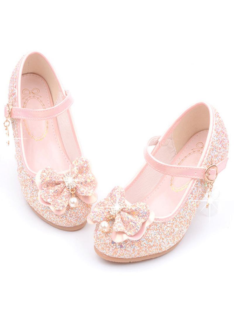 Sapatos Floristas Com Glitter Flor Mary Jane Sapatilhas - Rosa