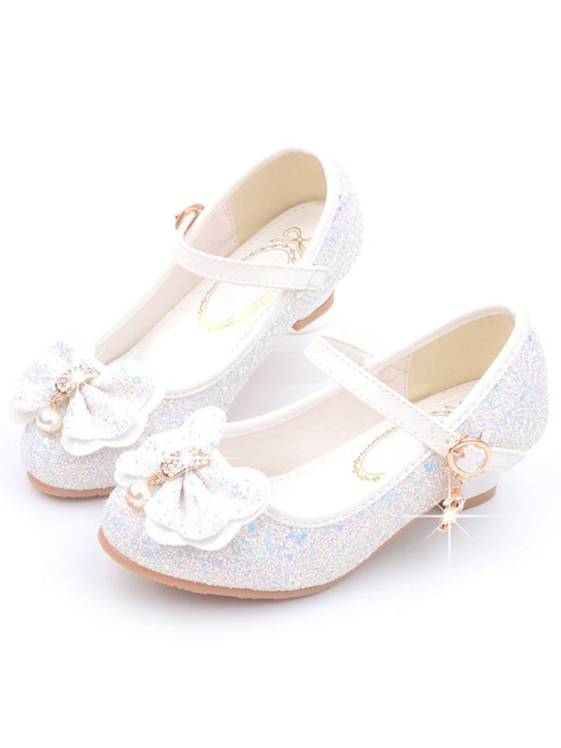 Sapatos Floristas Com Glitter Flor Mary Jane Sapatilhas - Branco