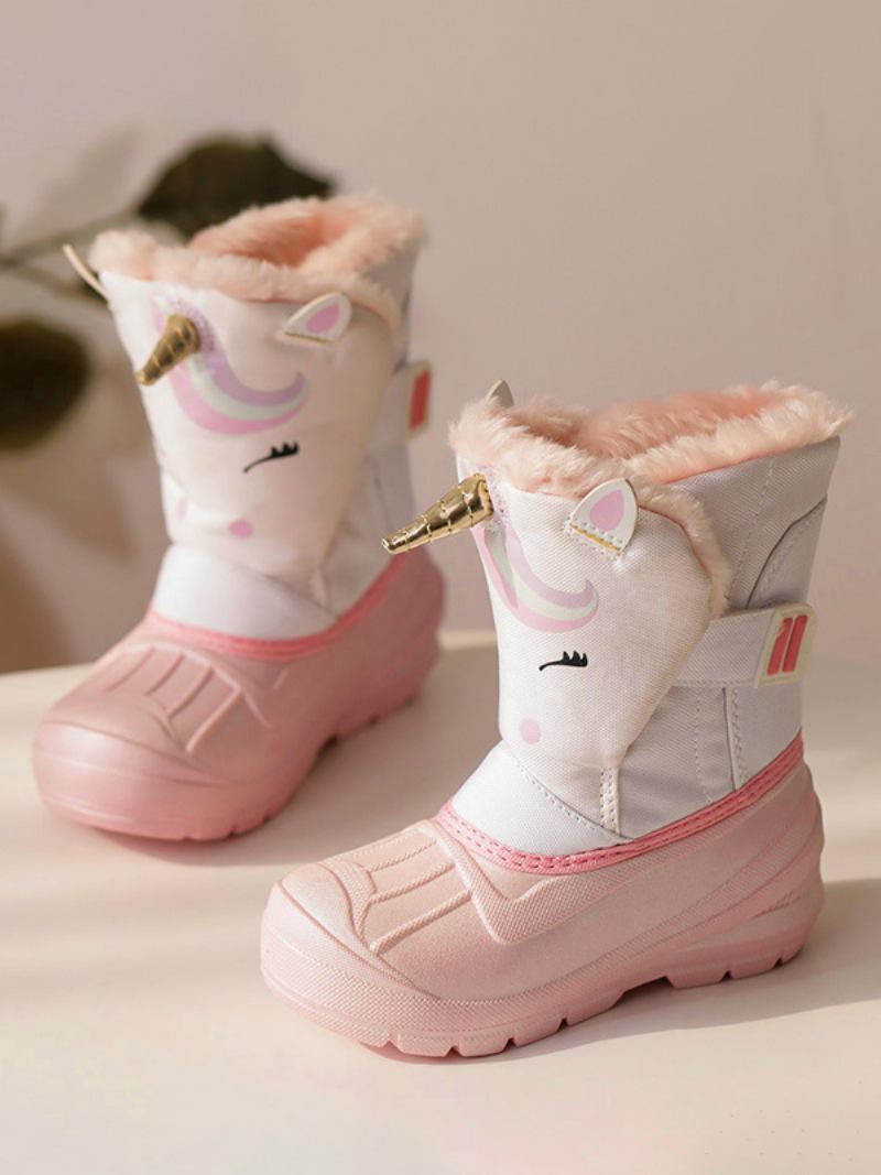 Sapatos Inverno Para Meninas Lindos Personagens Unicórnio Desenho Animado Nylon Com Estampa Botas Neve