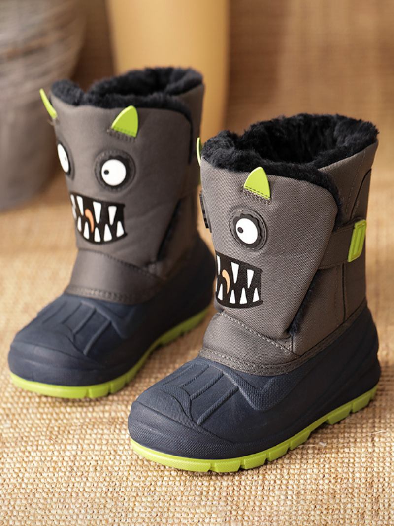 Sapatos Inverno Para Meninas Lindos Personagens Unicórnio Desenho Animado Nylon Com Estampa Botas Neve - Cinza