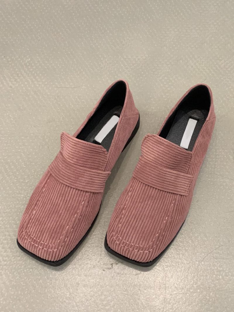 Mocassins Superiores Femininos Micro Camurça Plana - Rosa