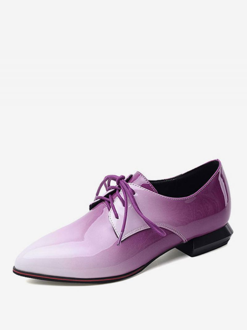 Oxfords Femininos Com Bico Fino E Ombre Cadarço - Roxo