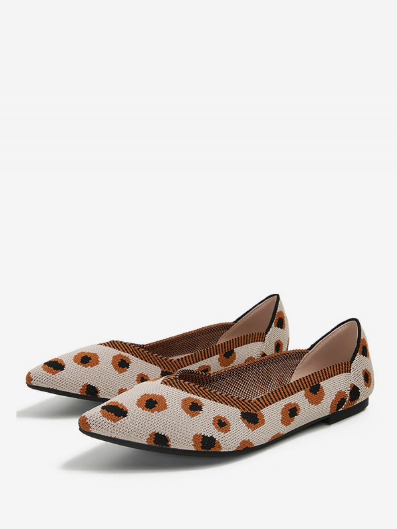 Sapatilhas Femininas Malha Com Bico Fino E Slip On - Laranja