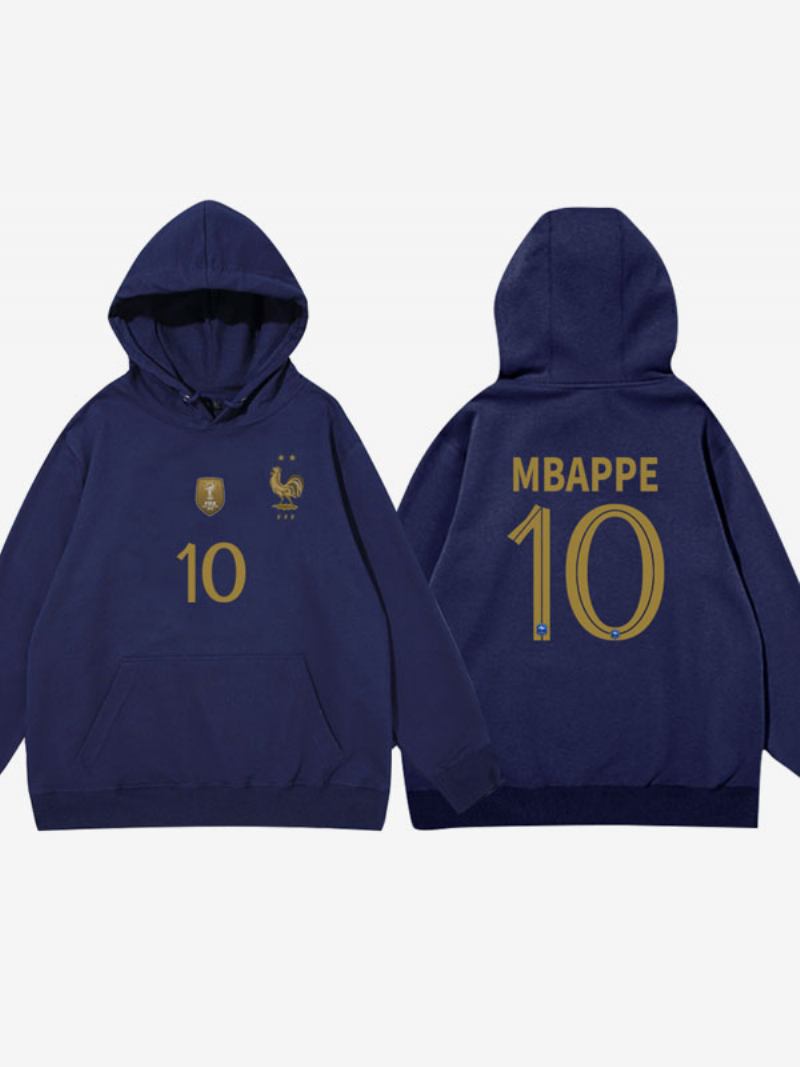 France Team Les Bleus Número 10 Mbappé Casaco Azul Com Capuz Masculino