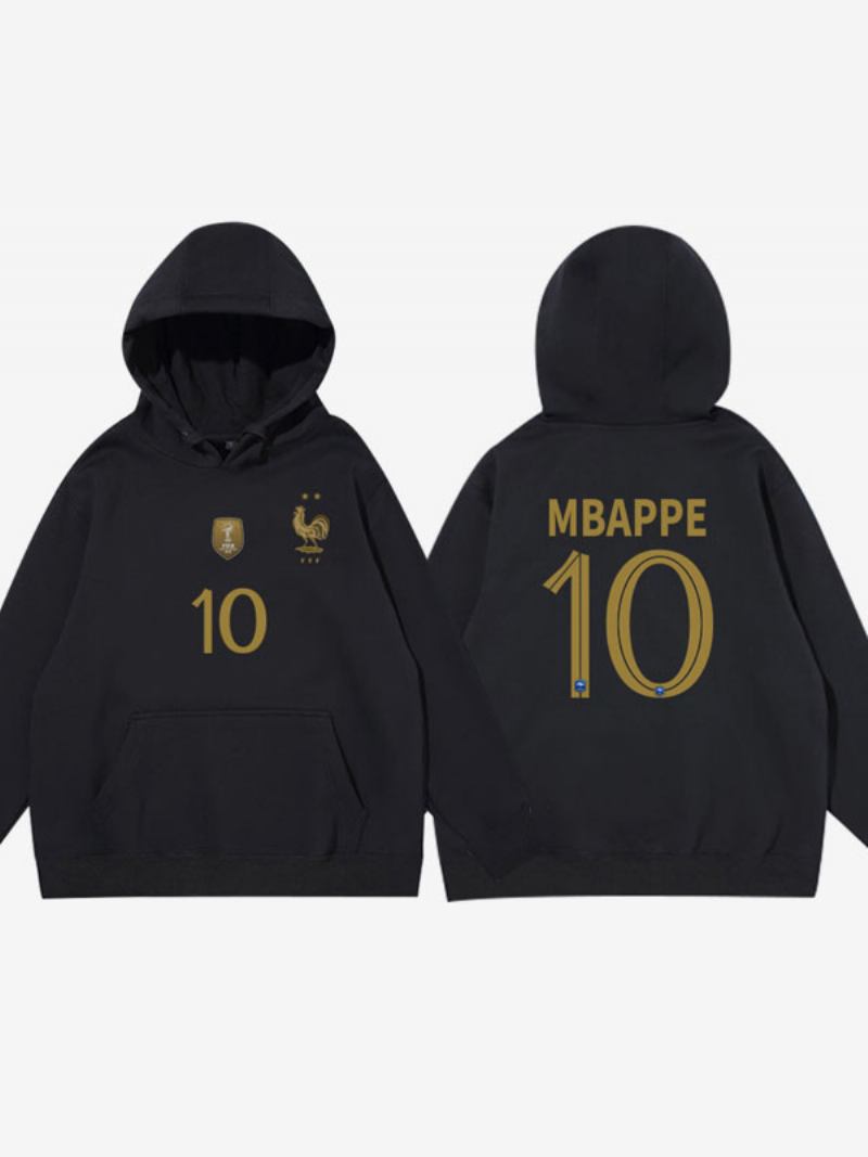 France Team Les Bleus Número 10 Mbappé Casaco Azul Com Capuz Masculino - Preto