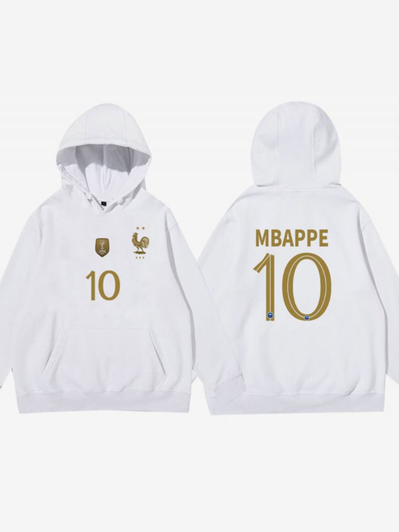 France Team Les Bleus Número 10 Mbappé Casaco Azul Com Capuz Masculino - Branco