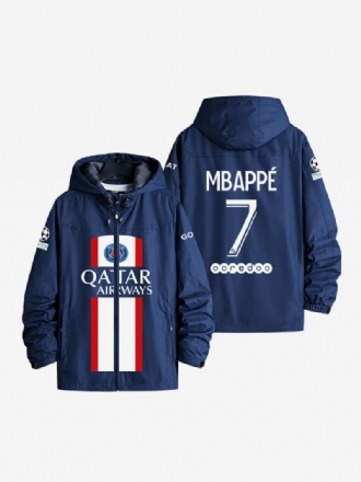 Jaqueta Masculina Com Capuz Psg Número 7 Mbappé Manga Comprida Casaco Azul Masculino