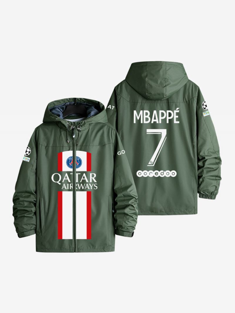 Jaqueta Masculina Com Capuz Psg Número 7 Mbappé Manga Comprida Casaco Azul Masculino - Verde Hunter