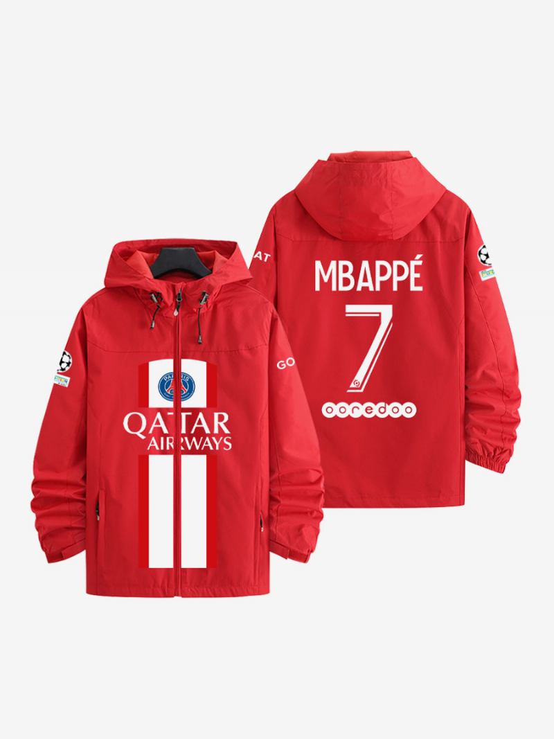 Jaqueta Masculina Com Capuz Psg Número 7 Mbappé Manga Comprida Casaco Azul Masculino - Vermelho