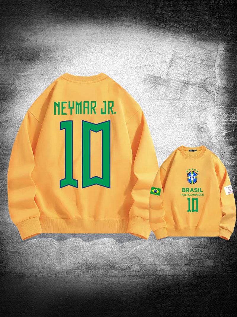 Moletom Brasil Treino Neymar Número 10 Top Masculino - Amarelo