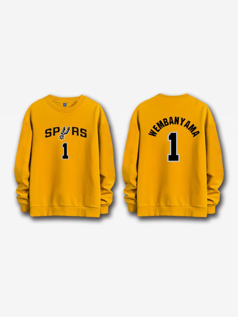 Moletom Masculino Do San Antonio Spurs Número 1 Wembanyama - Amarelo