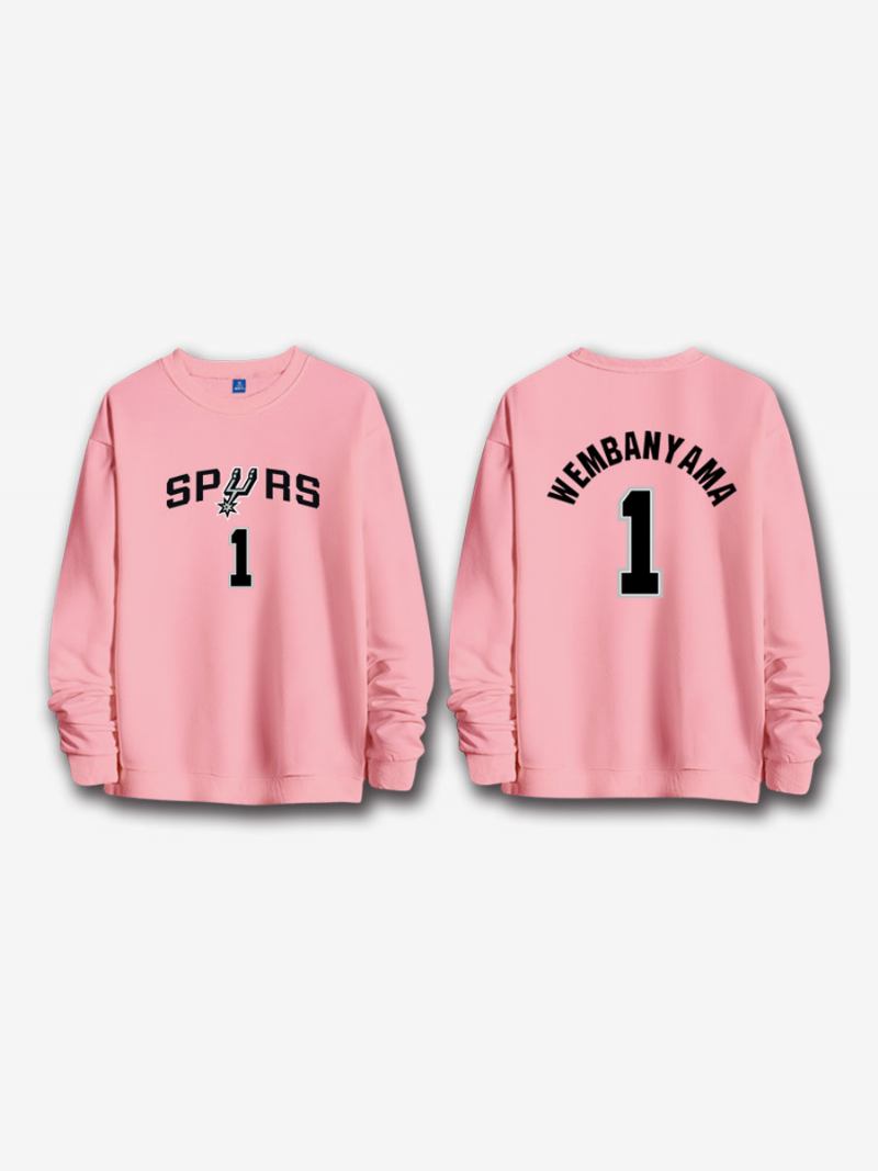 Moletom Masculino Do San Antonio Spurs Número 1 Wembanyama - Rosa